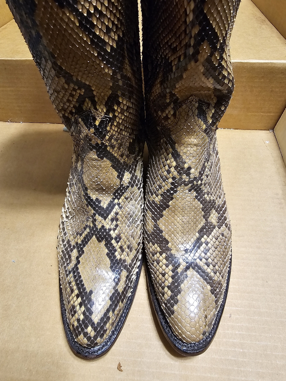 Justin Boots Full Python Snakeskin Western Boots - Women VINTAGE - Picture 2 of 6